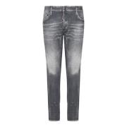 Dsquared2 Slim-Fit Grå Used-Wash Denim Biker Jeans Gray, Herr