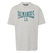 Palm Angels College Stil Bomull T-shirt Grå Gray, Herr