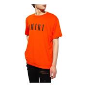 Amiri Logo Print T-Shirt - Rund Hals Orange, Herr