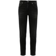 Dondup Svarta Skinny Jeans med Whiskering Black, Dam