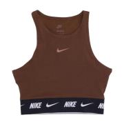 Nike Andningsbar Crop Tape Top Kakao Brown, Dam