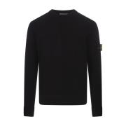 Stone Island Svart Crew-Neck Ulltröja Black, Herr