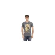 Trussardi Grå V-ringad Bomull T-shirt Gray, Herr