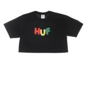 HUF Svart Crop Tee Crew-Neck Kortärmad Black, Dam