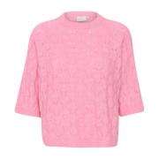 Kaffe Rosebloom Melange Stickad Tröja Pullover Pink, Dam