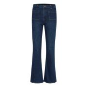 Kaffe Flared Jeans Mörkblå Denim Blue, Dam