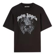 Palm Angels Svart Tryckt Logotyp T-shirt Italien Black, Herr