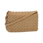 Bottega Veneta Vintage Pre-owned Laeder axelremsvskor Beige, Dam