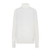 Kiton Kashmir Silk Ribbstickad Tröja White, Dam