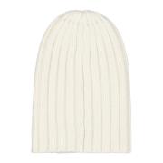 Laneus Alpacka Ribbstickad Beanie Mössa Beige, Unisex