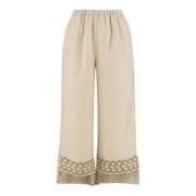 By Malene Birger Linbyxor med broderi Beige, Dam