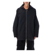 Rick Owens Svart Hooded Peter ytterkläder Aw24 Black, Dam