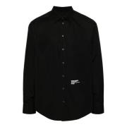 Dsquared2 Svart Bomull Poplin Skjorta Logo Print Black, Herr