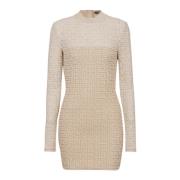 Balmain PB Labyrinth stickad klänning Beige, Dam