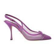 Dolce & Gabbana Lila Läder Mesh Slingback Klackar Purple, Dam