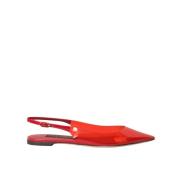 Dolce & Gabbana Röda PVC Slingback Flats Skor Red, Dam