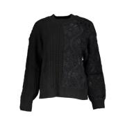 Desigual Elegant rullkrage tröja med kontrastdetaljer Black, Dam