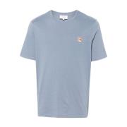 Maison Kitsuné Blå Jersey Fox Patch T-shirt Blue, Herr