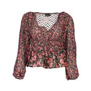 Desigual Mönstrad blus med V-ringning Multicolor, Dam