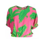 Desigual Chic Pink Viscose Blouse with Contrast Details Multicolor, Da...