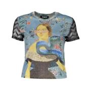 Desigual Tryckt Bl T-trja med Kontraster Multicolor, Dam