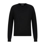 Emporio Armani Svart Finstickad Crew Neck Tröja Black, Dam