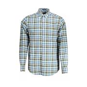 Gant Blå Bomull Button-Down Skjorta Multicolor, Herr