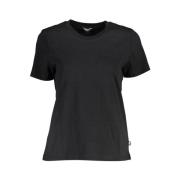 K-Way Svart Bomull T-shirt med Kontrastdetaljer Black, Dam