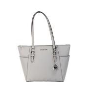 Michael Kors Charlotte Pärlgrå Läder Tote Väska White, Dam