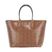 Michael Kors Liten Jacquard Logo Toteväska Brown, Dam