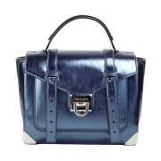 Michael Kors Manhattan Teal Läder Top Handle Satchel Blue, Dam