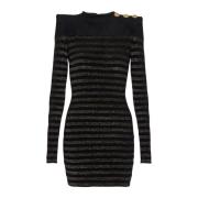 Balmain Randig lurex jersey klänning Black, Dam