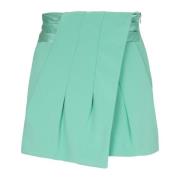 Balmain Satin Midjeband Crepe Draperade Shorts Green, Dam