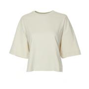 Drykorn Avslappnad Cropped T-shirt Lilani White, Dam