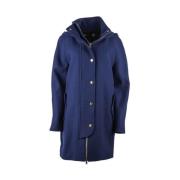 Love Moschino Bl Wool Blend Coat med Gyllene Accenter Blue, Dam