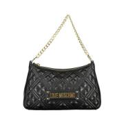 Love Moschino Svart Polyeten Axelväska med Guld Detaljer Black, Dam