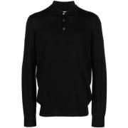 Brunello Cucinelli Lyxig Ull Cashmere Polo Tröja Black, Herr