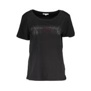 Patrizia Pepe Snygg kortärmad T-shirt med bred halsringning Black, Dam