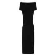 Sportmax Svart Ribbstickad Klänning Black, Dam