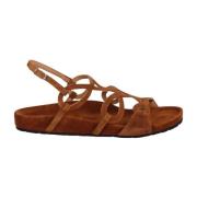 Anna F. Ornate Band Open Sandal Brown, Dam