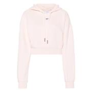 Off White Pinkflower Arrow Crop Hoodie Pink, Dam