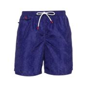 Kiton Micro-Dot Badshorts med Broderad Logotyp Blue, Herr