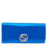 Gucci Vintage Pre-owned Satin kuvertvskor Blue, Dam