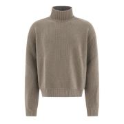 Rick Owens Chunky High Neck Wool Sweater Beige, Herr