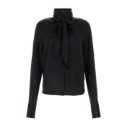 Ermanno Scervino Svart Satin Stretch Skjorta Black, Dam