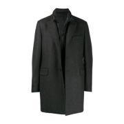 Fay Slim Fit Double-Breasted Coat Gray, Herr