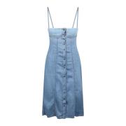 Diesel Ärmlös Denim Midi Klänning Blue, Dam