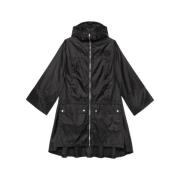 Gucci Logo Jacquard Parka Coat Black, Dam