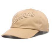 Gucci Broderad Bomull Baseballkeps Ljusbrun Brown, Unisex