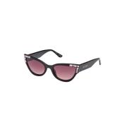 Guess Stiliga solglasögon med Bordeaux Gradient Linser Black, Dam